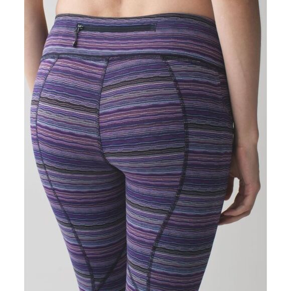 Lululemon Pace Rival Crop Ultra Violet Multi / Naval Blue 21" leggings Sz 8 - Picture 4 of 4